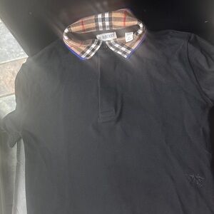 Burberry Black Polo with Iconic Check Collar